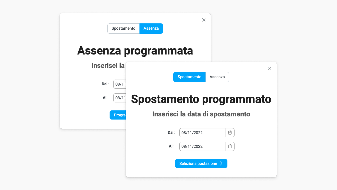 Assenza e spostamento programmato (sharing)
