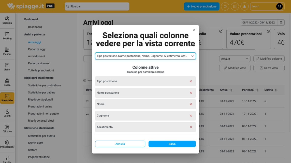 Personalizzazione delle viste